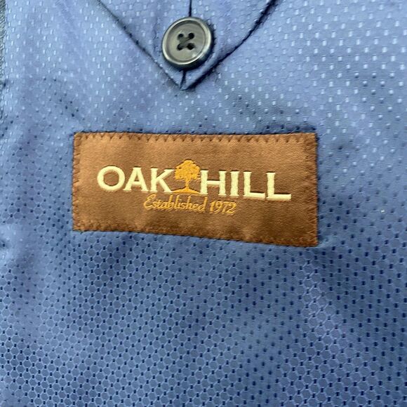 Oak Hill Blazer Sport Coat Mens 4XL 58/60R Blue Windowpane 2 Button Notch Lapel - Picture 8 of 16